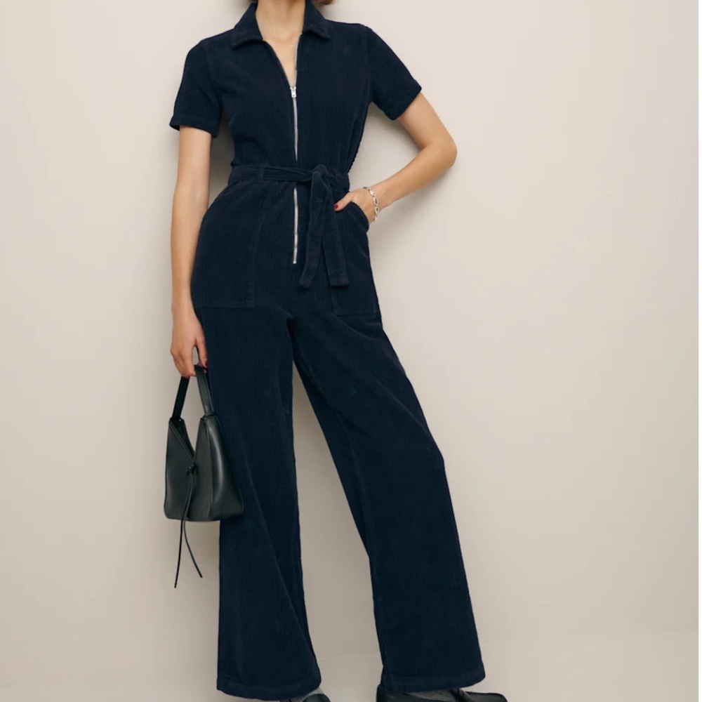 Reformation Cassidy Corduroy Jumpsuit Navy - Size 4